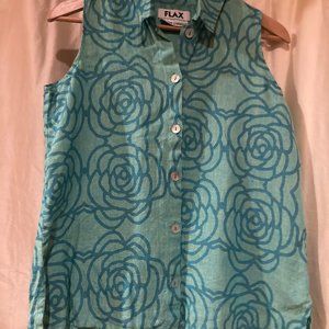 FLAX 100% Linen Button Down Tank, Petite